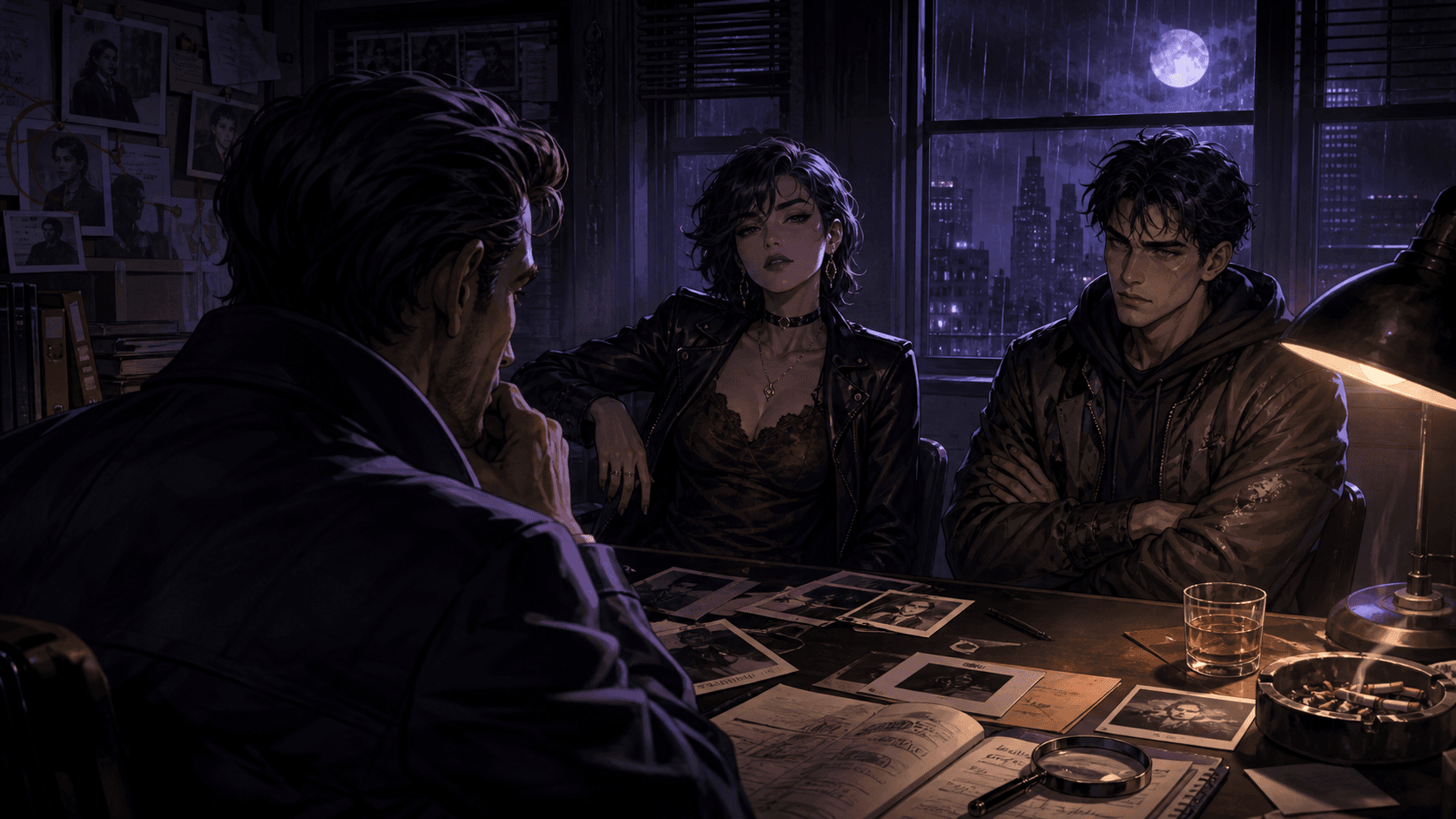 Moonlit Casefile noir character investigation artwork